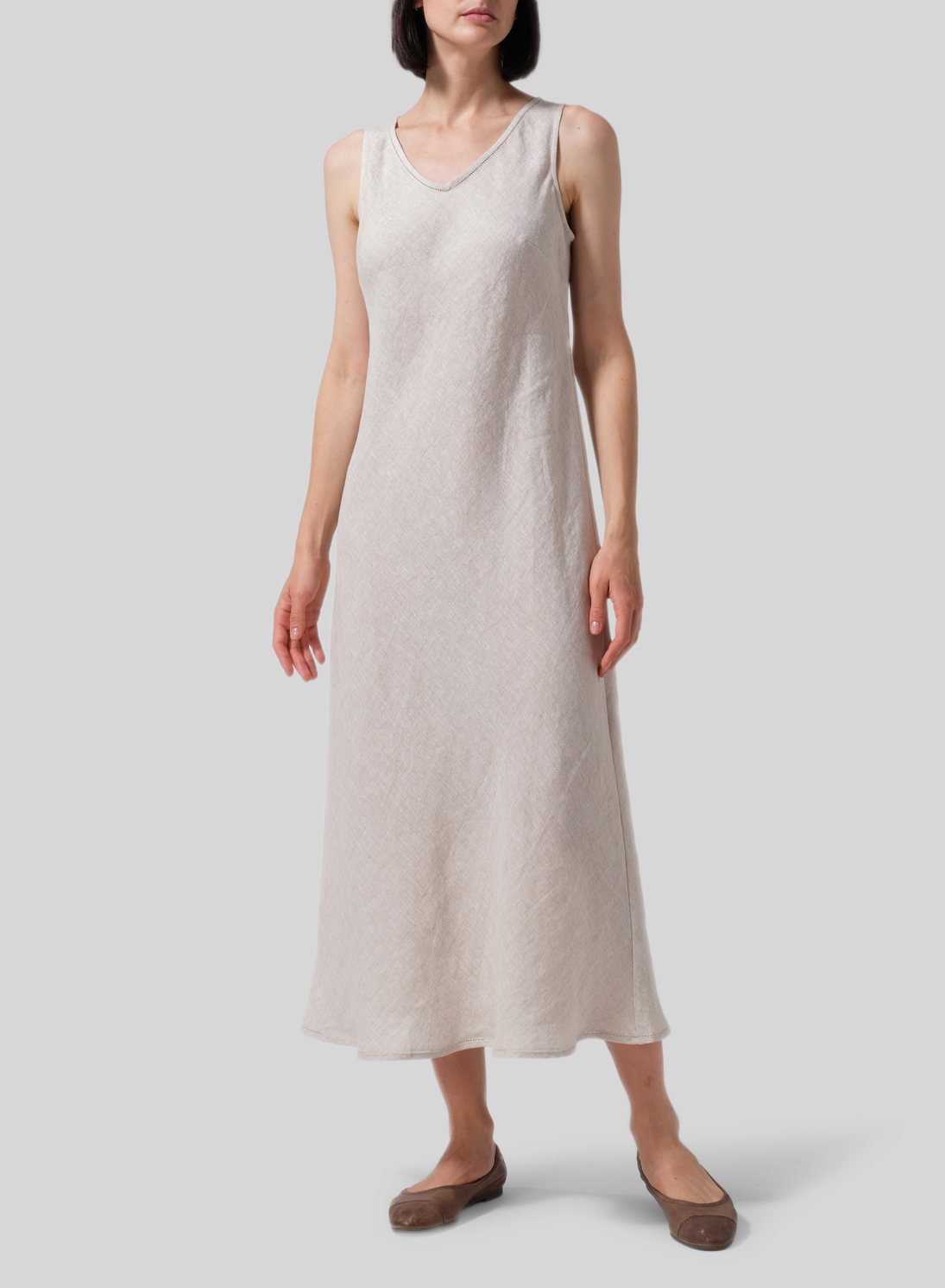 Bias cut shop linen dress
