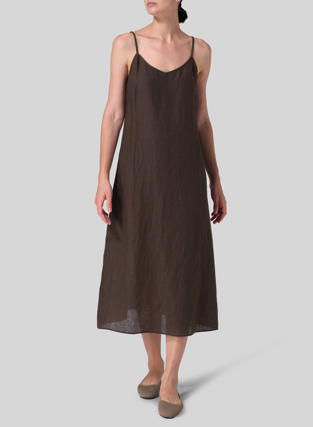 Linen Slim Fit Spaghetti Strap Dress