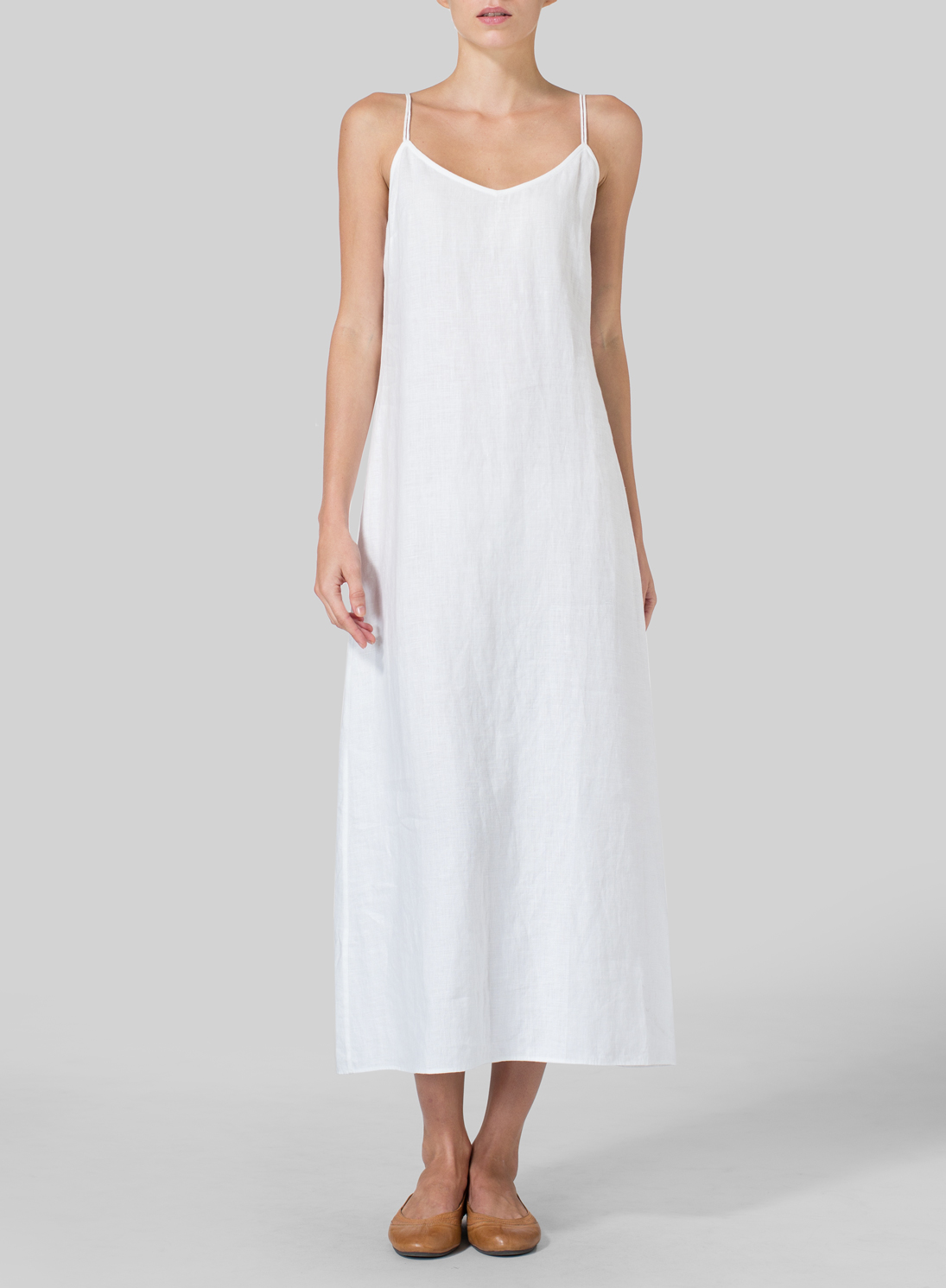 Linen Spaghetti Strap Extra Long Dress