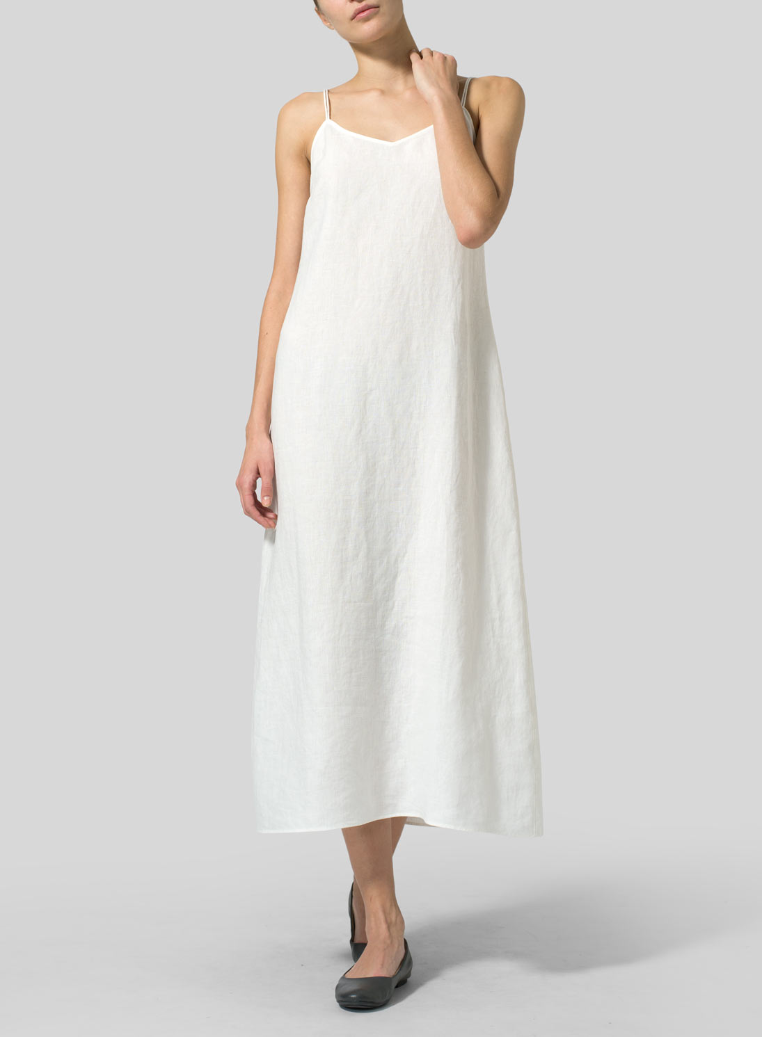 long white linen dress