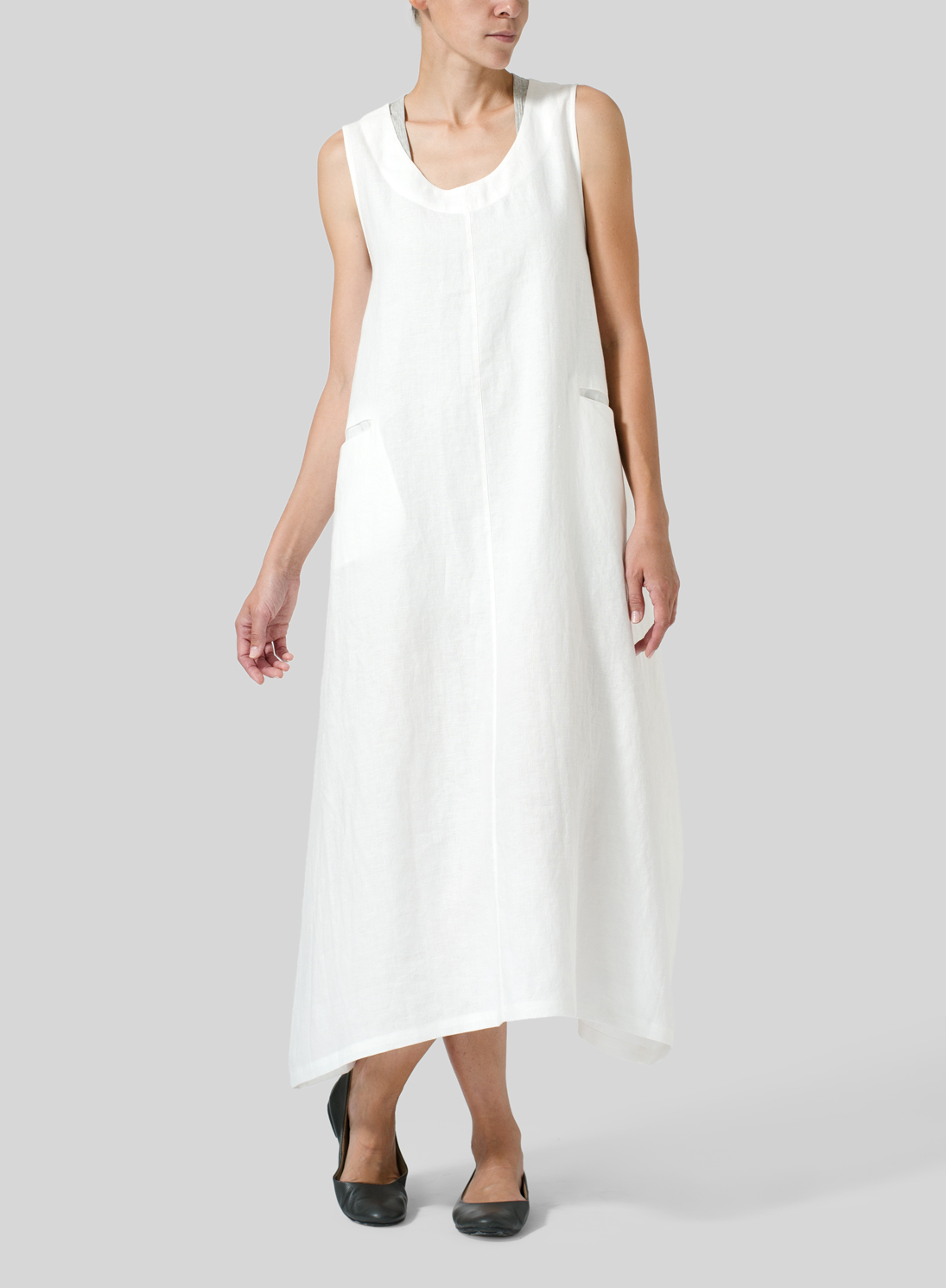 Linen Sleeveless Long Dress - Plus Size