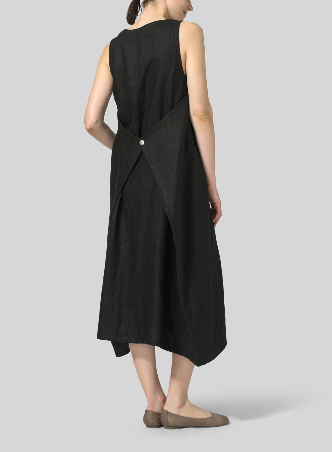 Lightweight Linen Sleeveless Long Dress - Plus Size