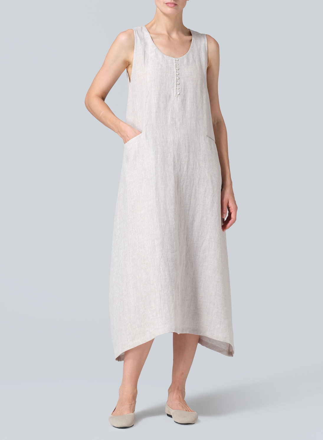 Linen Sleeveless Long Dress