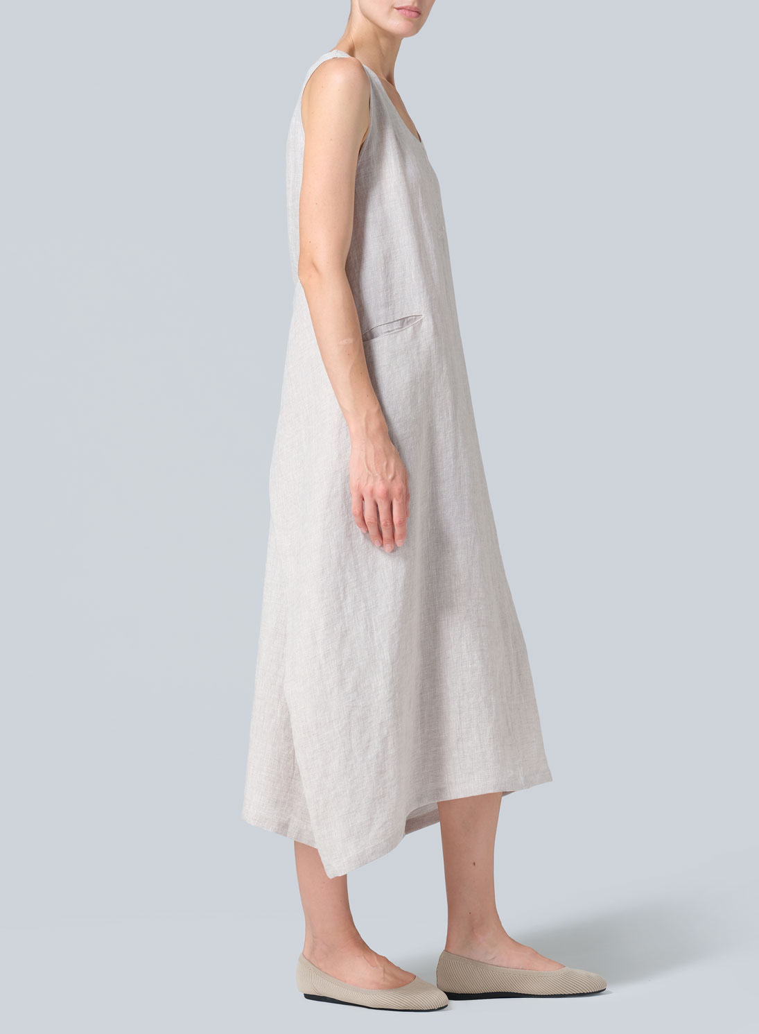 Linen Sleeveless Long Dress