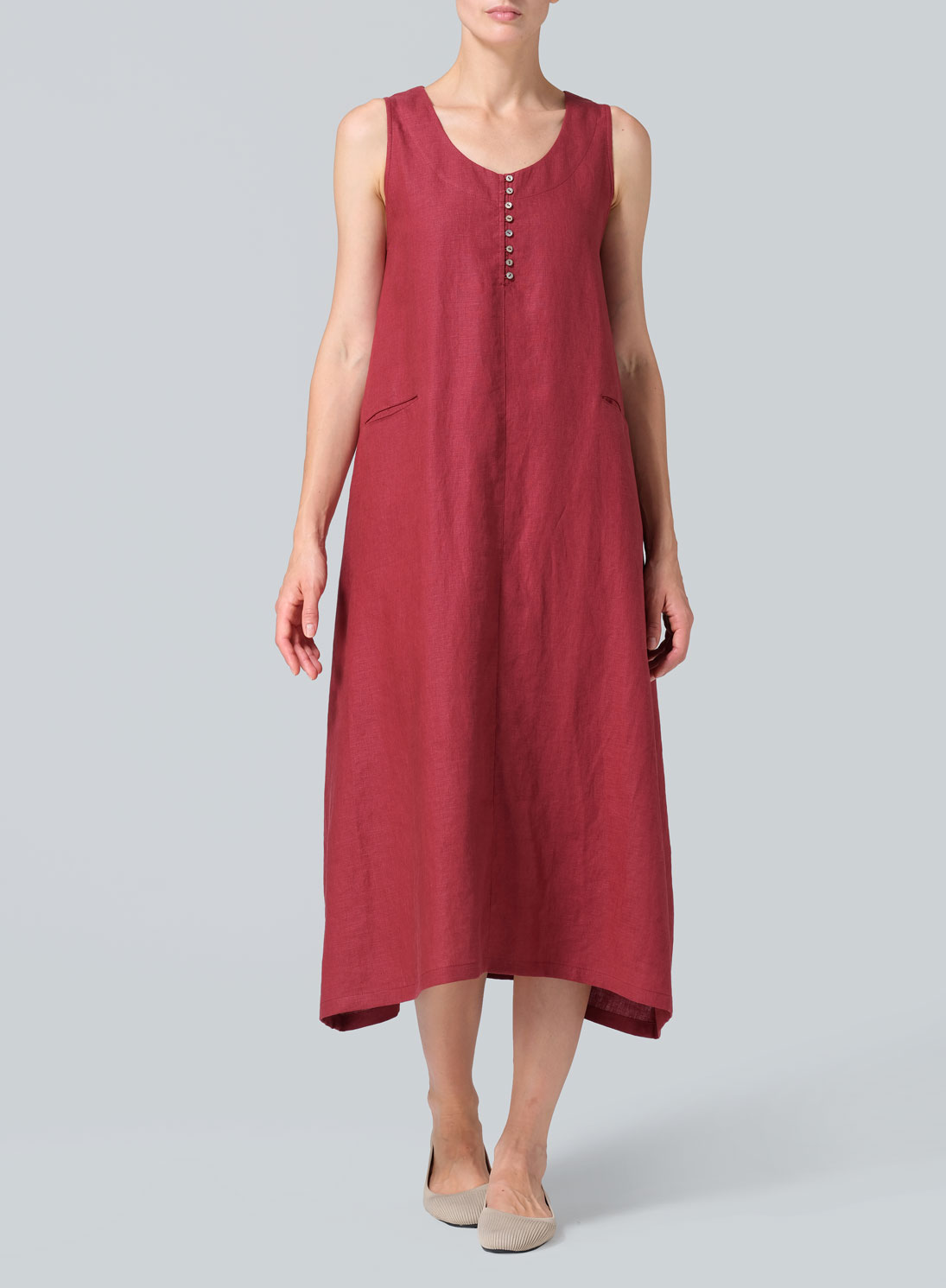 Linen Sleeveless Long Dress