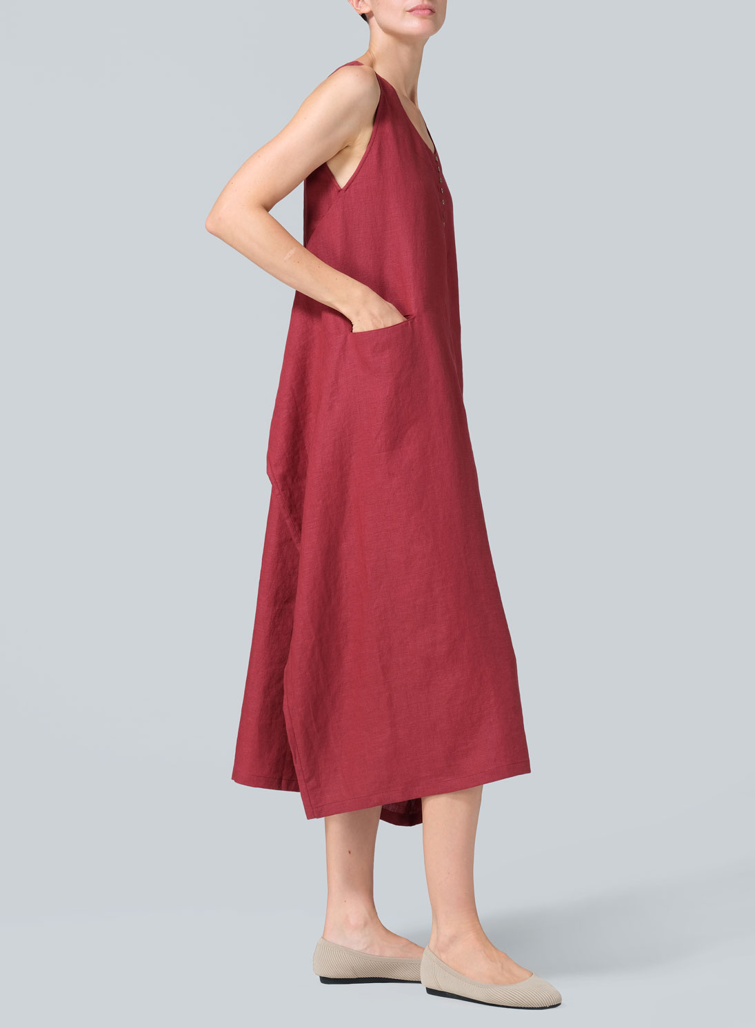 Linen Sleeveless Long Dress