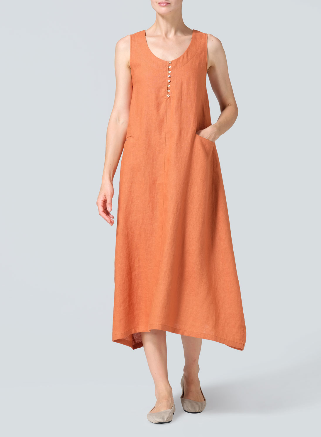 Linen Sleeveless Long Dress