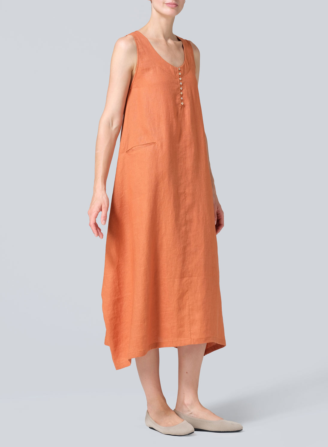 Linen Sleeveless Long Dress