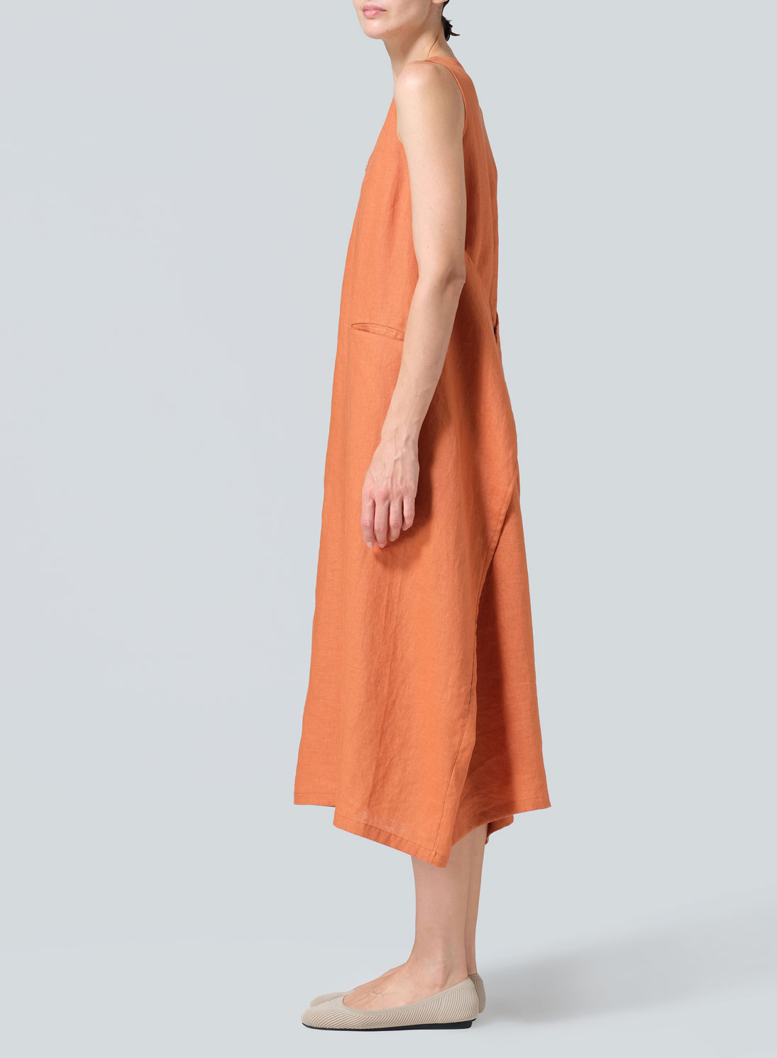 Linen Sleeveless Long Dress