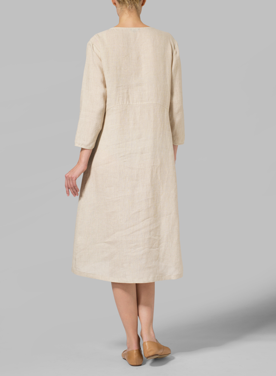 Linen Empire Waist Midi Dress