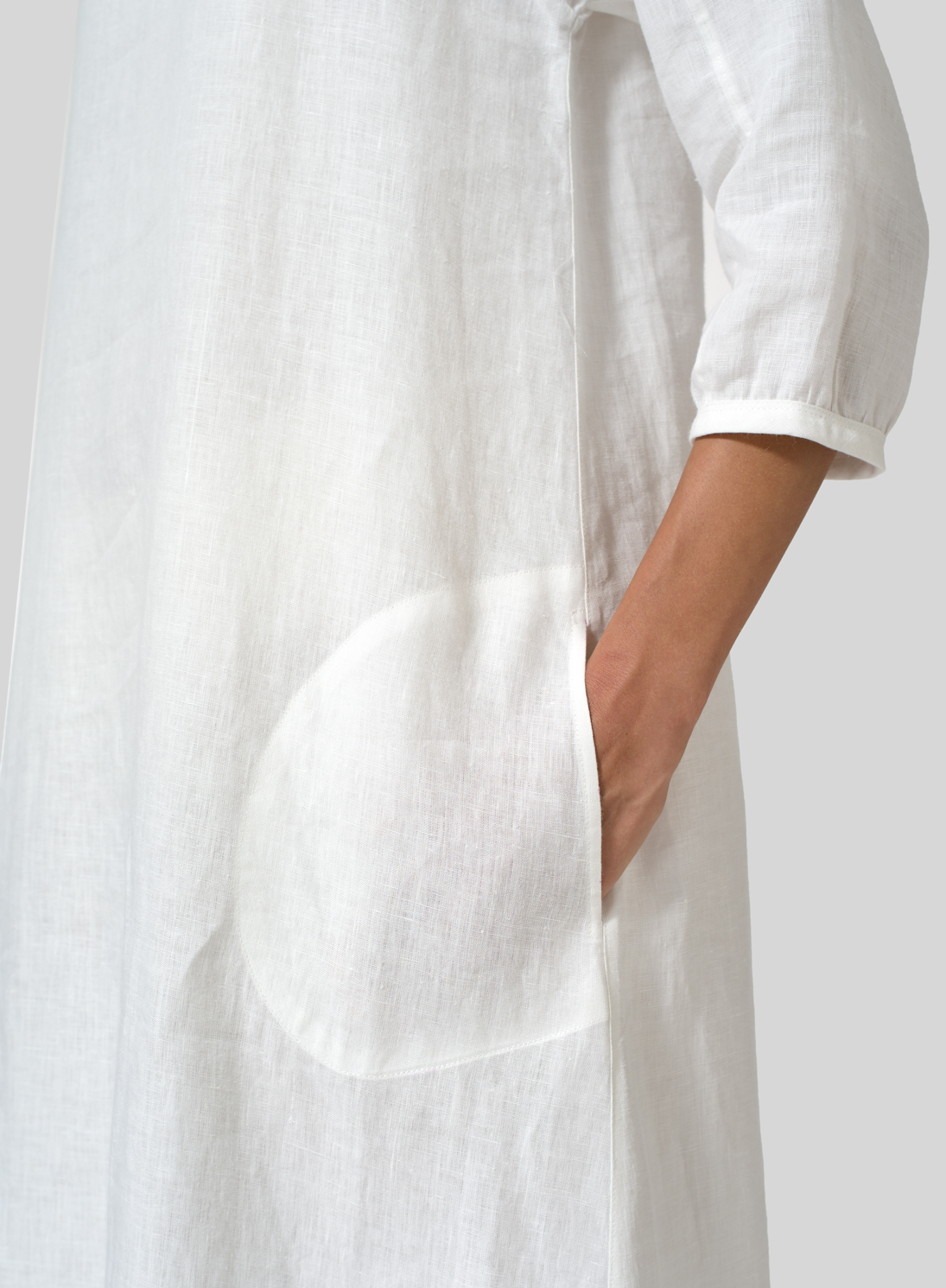 Linen Elbow Sleeve Long Dress