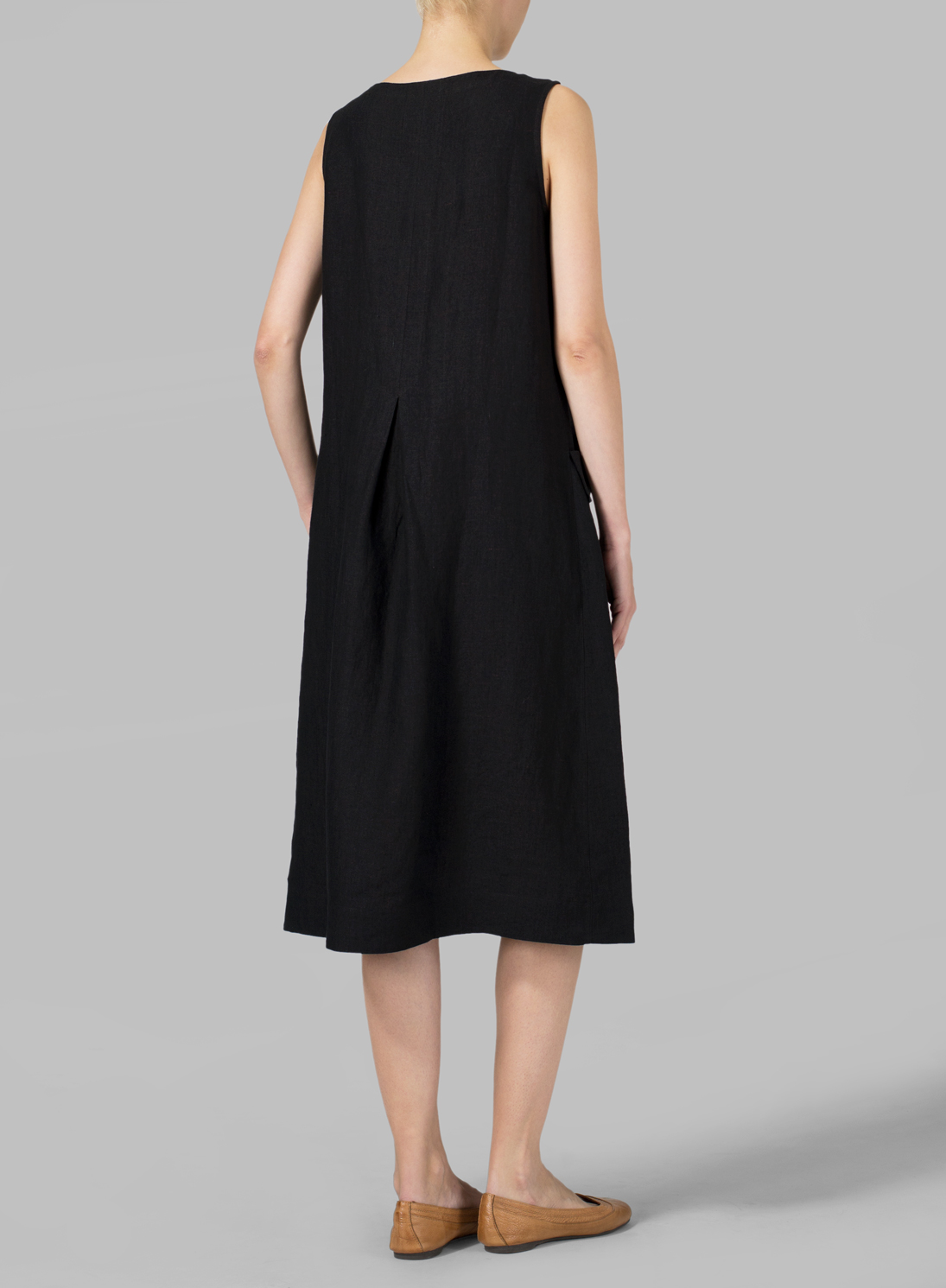 Linen Sleeveless Swing Dress - Plus Size