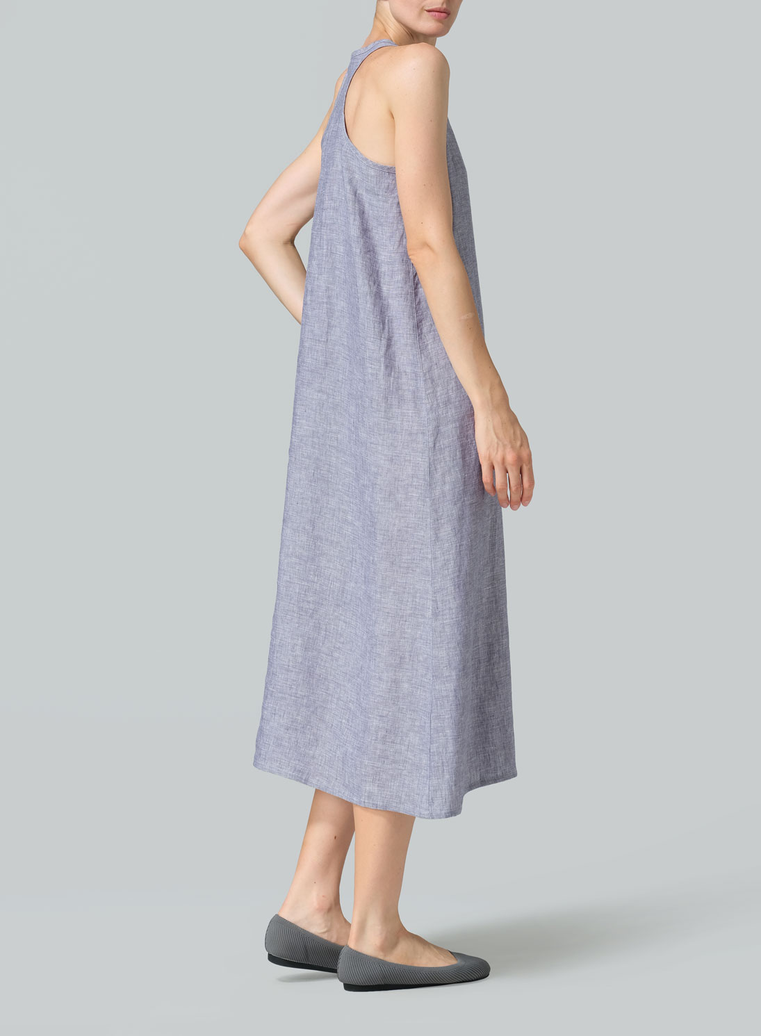 Linen Dipped-Hem Maxi Dress