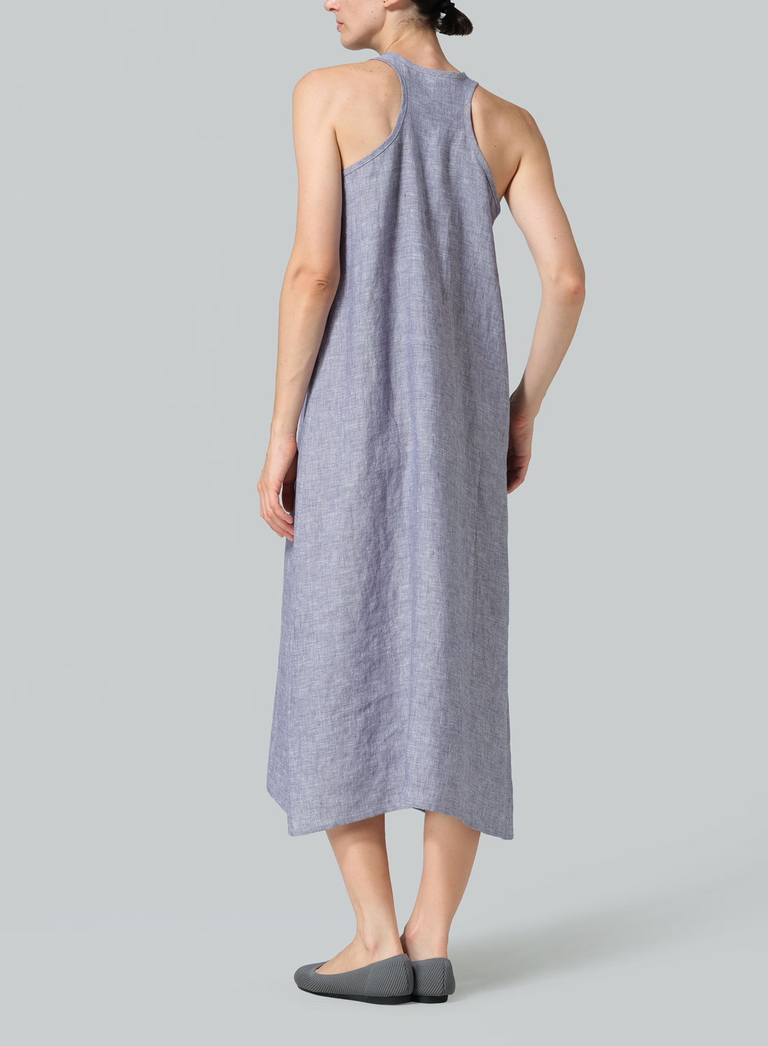 Linen Dipped-Hem Maxi Dress