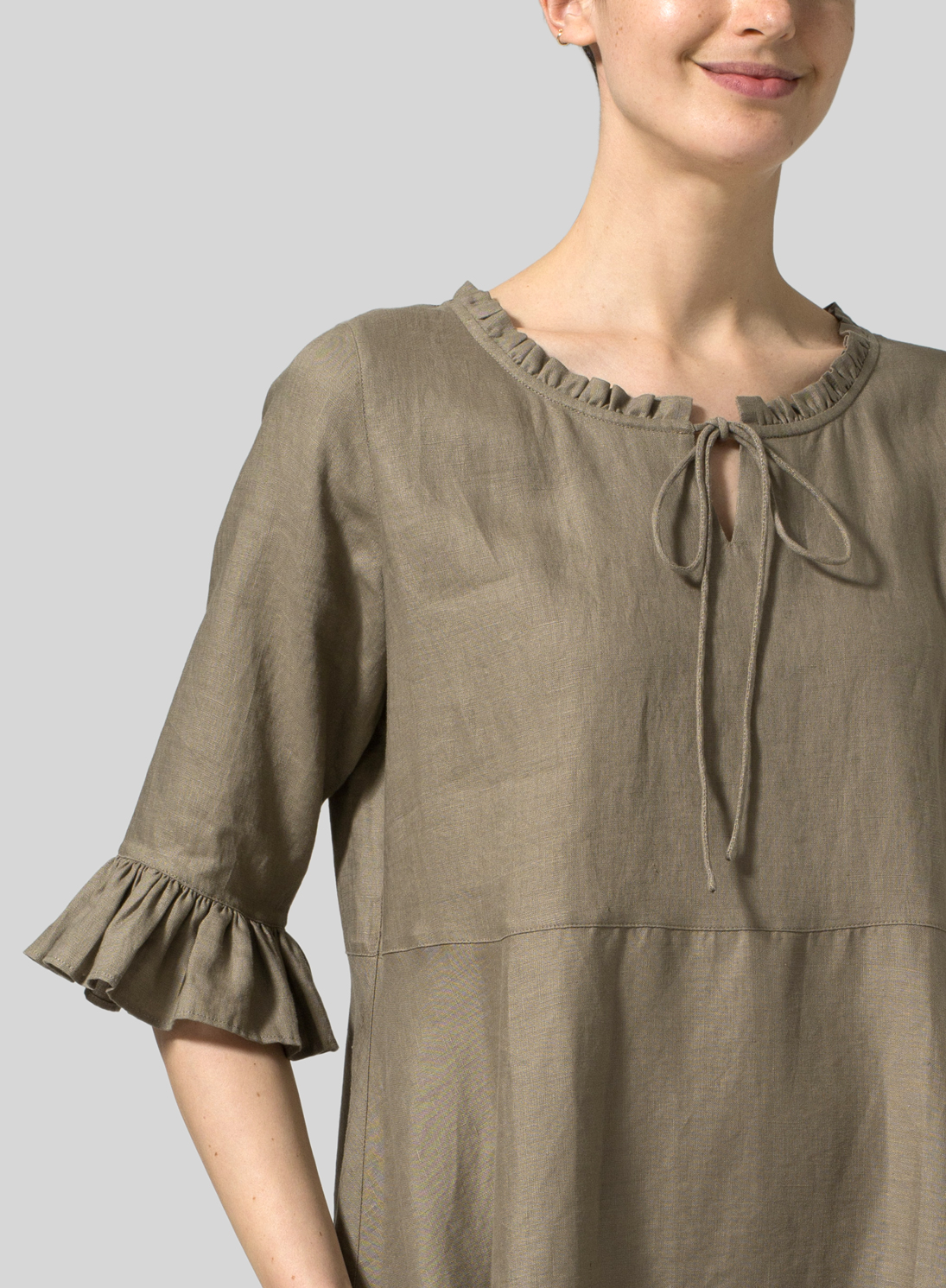 ruffle linen dress