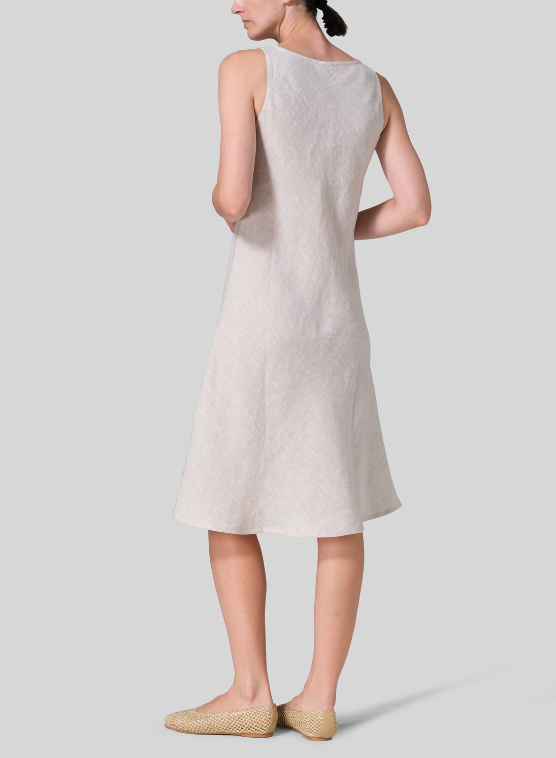 Linen Bias Cut A-Line Midi Dress