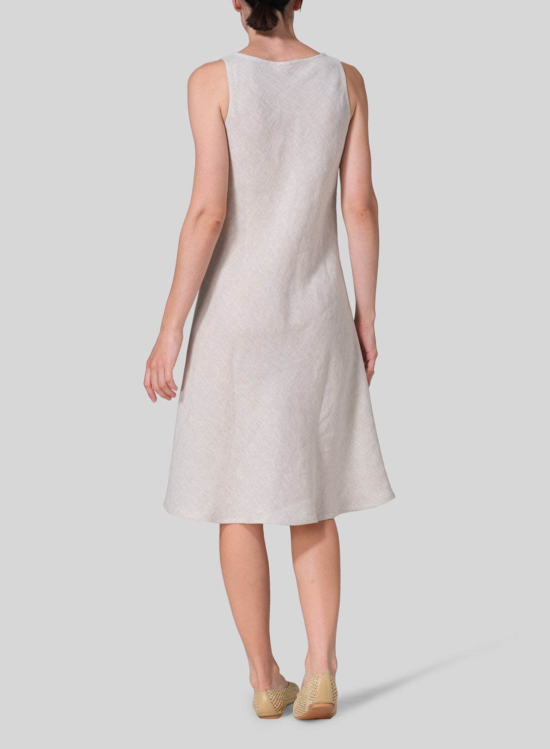 Linen Bias Cut A-Line Midi Dress