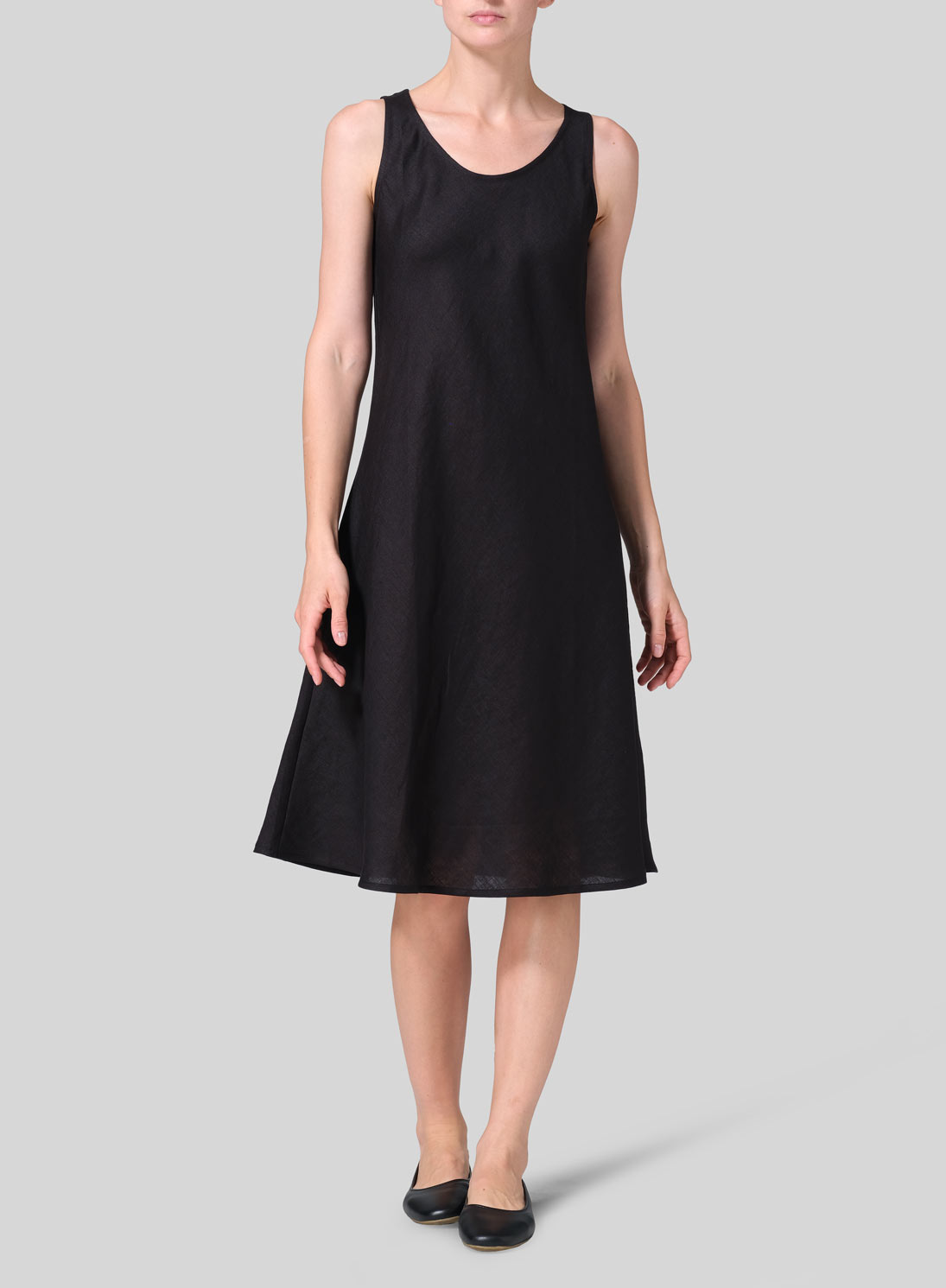 Linen Bias Cut A-Line Midi Dress