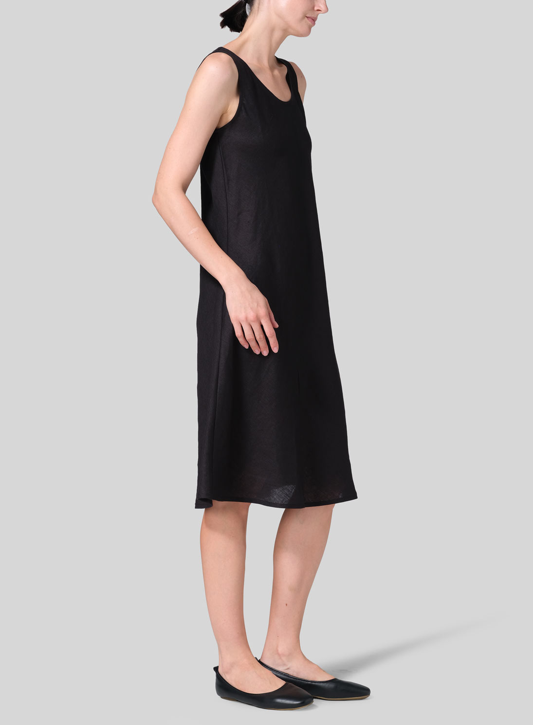 Linen Bias Cut A-Line Midi Dress