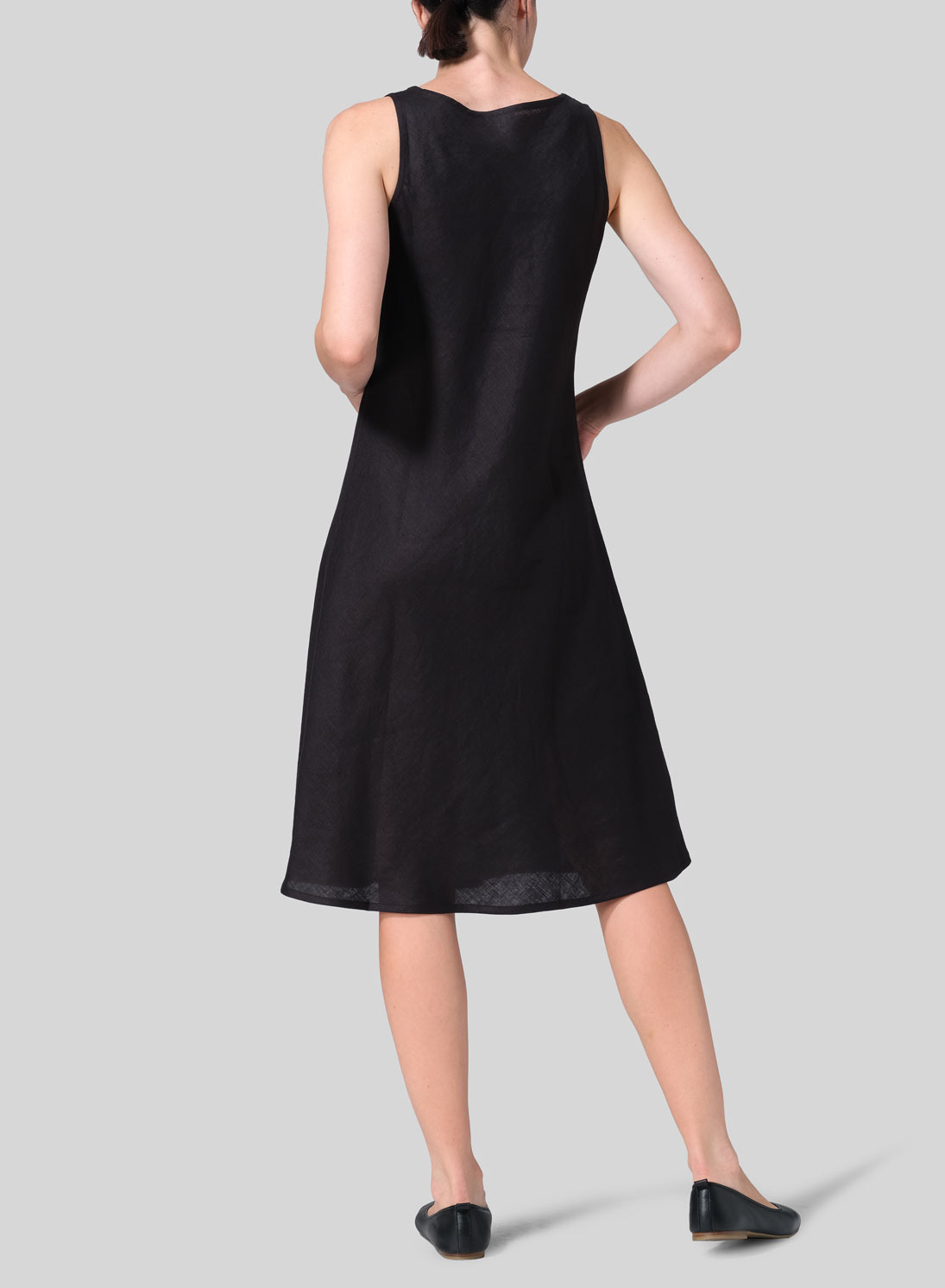 Linen Bias Cut A-Line Midi Dress