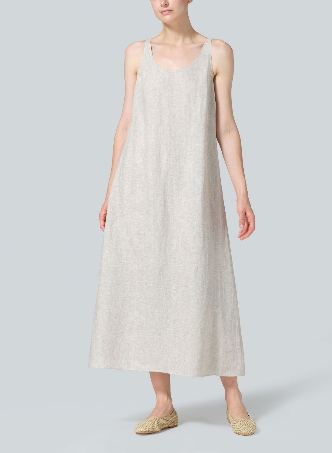 Linen A-line Cut Long Dress