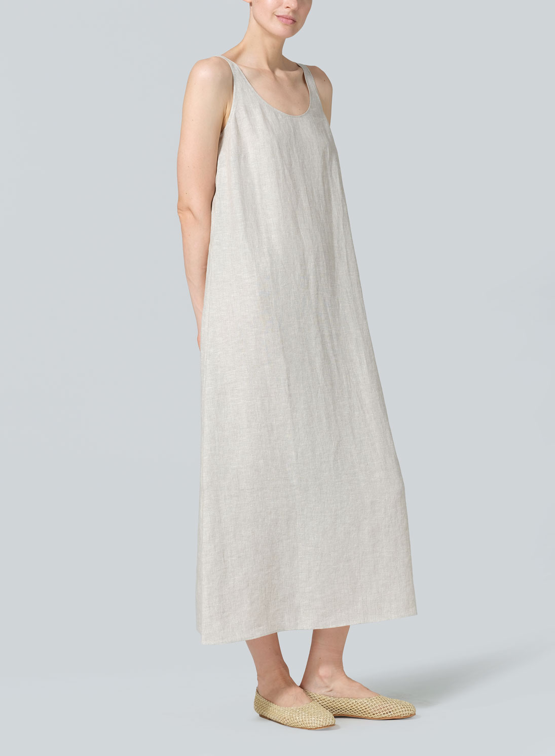 Linen A-line Cut Long Dress