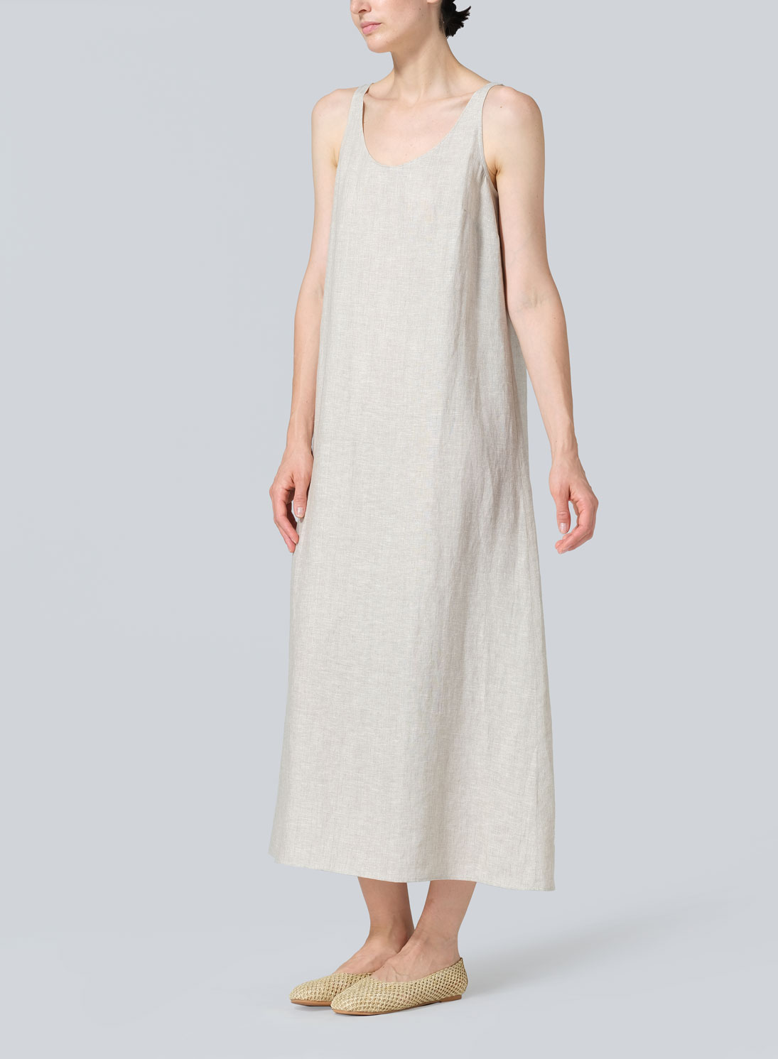 Linen A-line Cut Long Dress