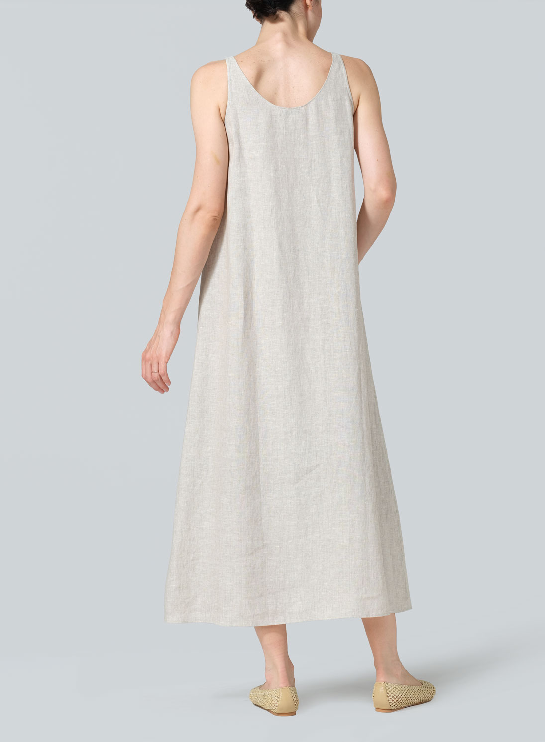 Linen A-line Cut Long Dress