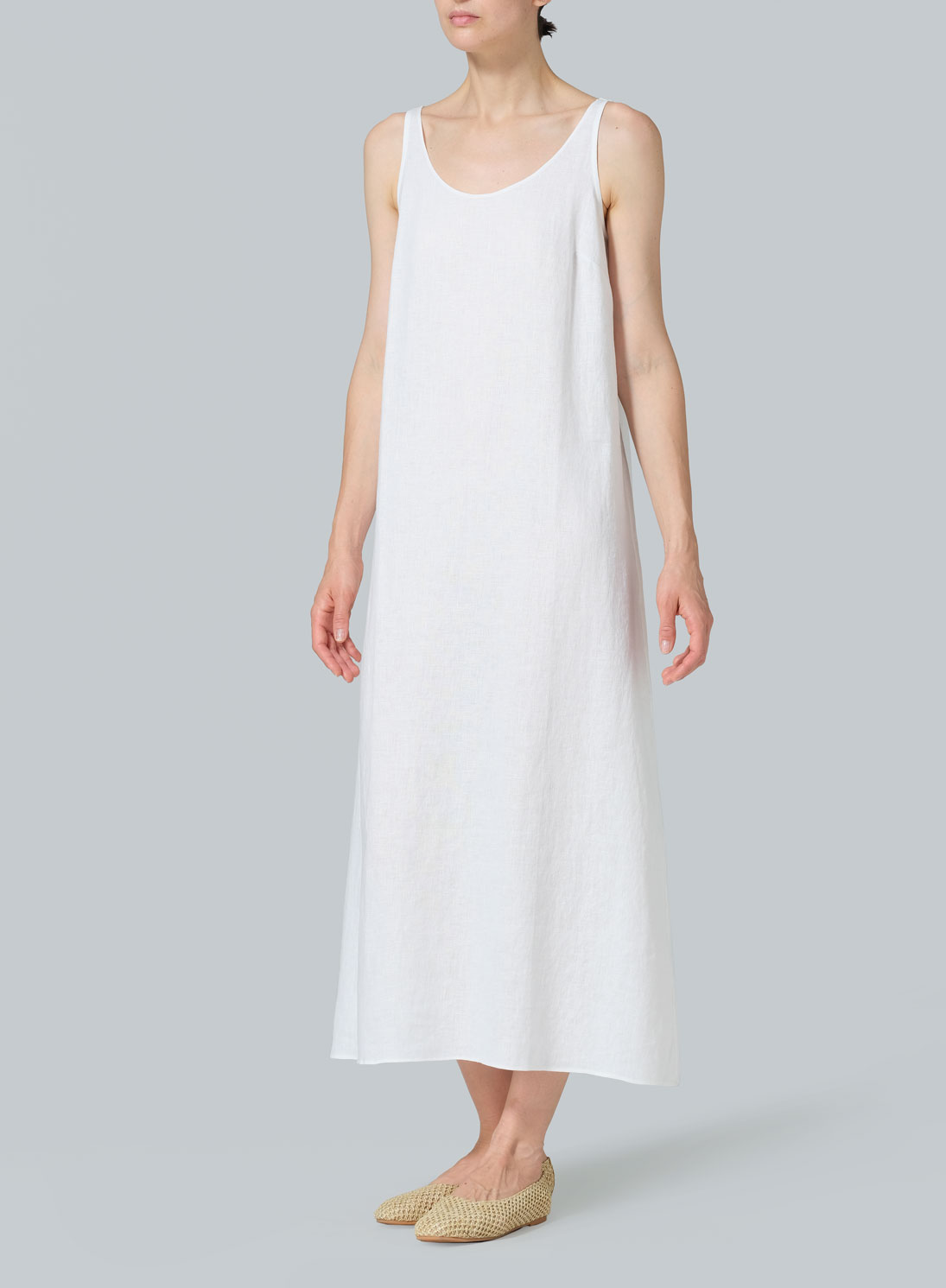 Linen A-line Cut Long Dress