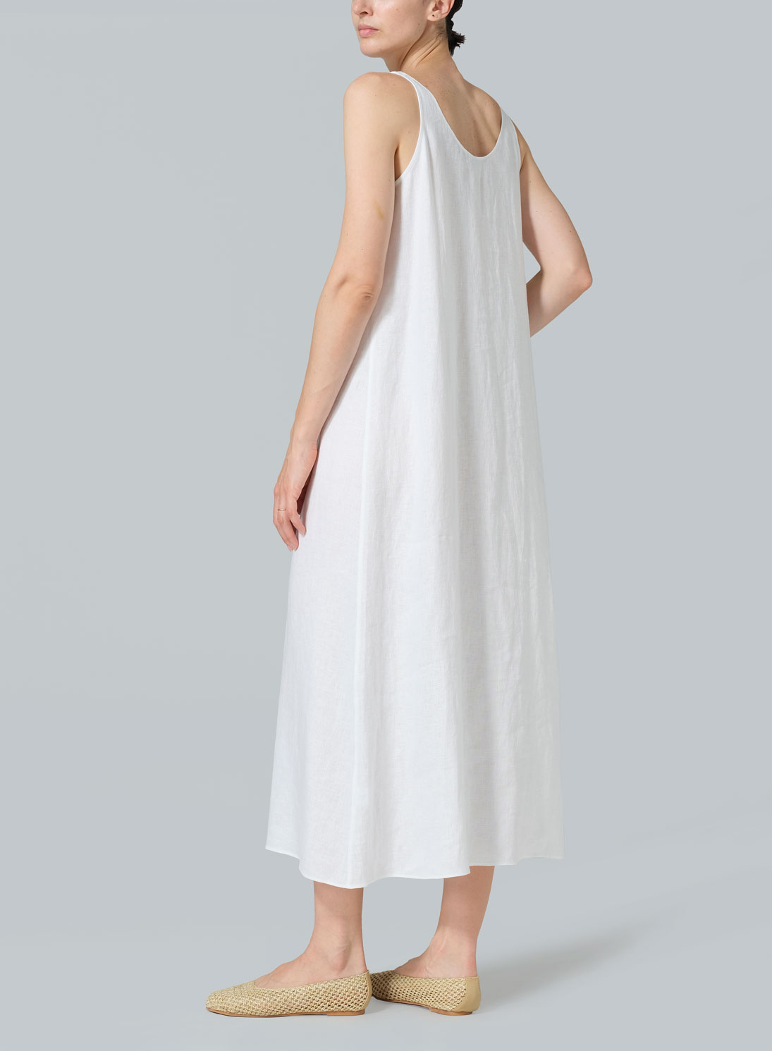Linen A-line Cut Long Dress