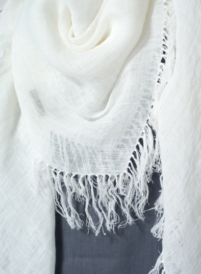 White Linen Square Scarf