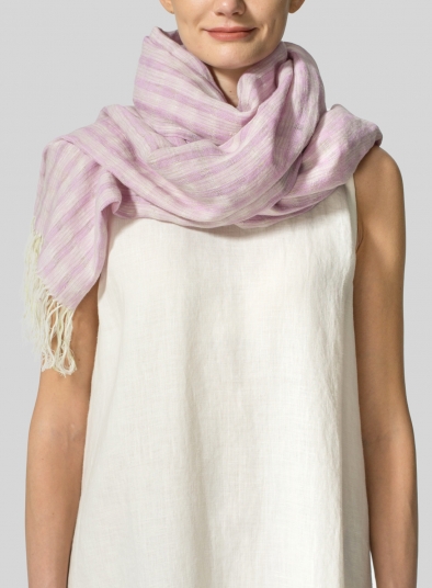 Linen Hand-crafted Purple Long Scarf