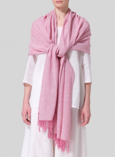 Linen Hand-crafted Two Tone Pink Long Scarf