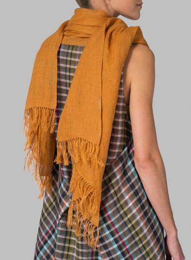 Linen Hand-crafted Gold Long Scarf