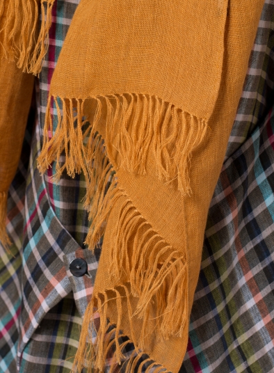 Linen Hand-crafted Gold Long Scarf