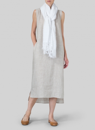 Linen White Tassel Scarf