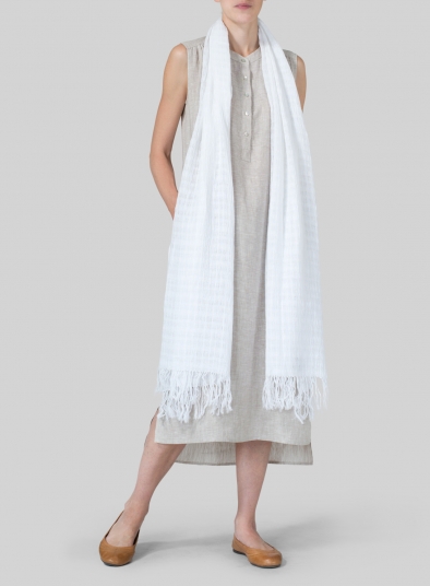 Linen White Tassel Scarf