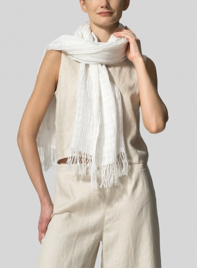 Linen White Tassel Scarf