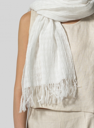 Linen White Tassel Scarf