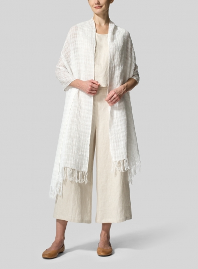 Linen White Tassel Scarf