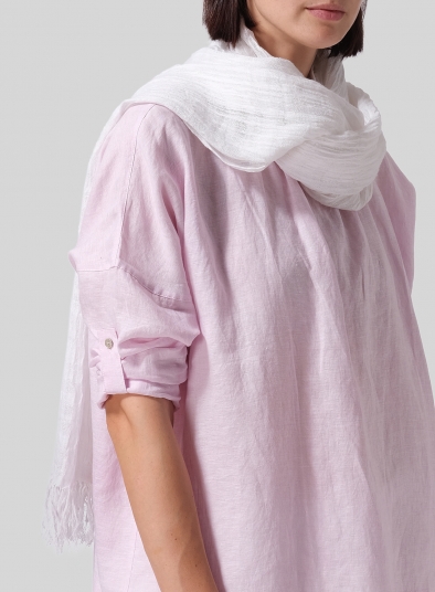 Linen White Tassel Scarf