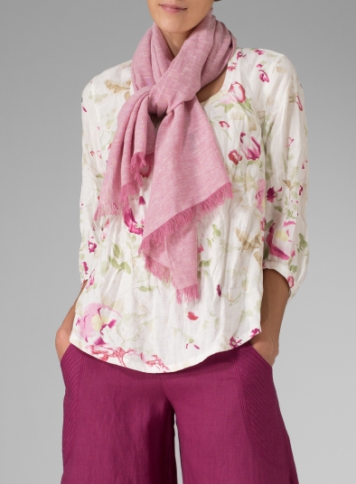 Linen Two Tone Pink Short Scarf