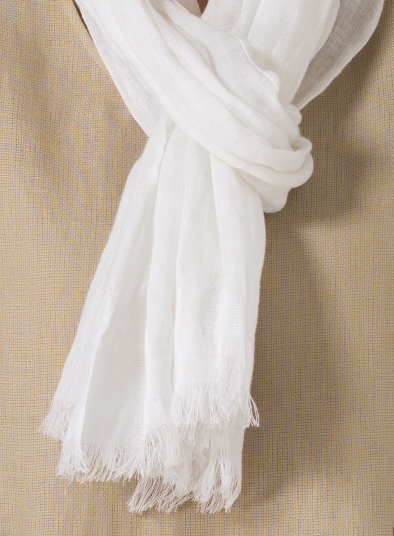 Soft White Linen Scarf