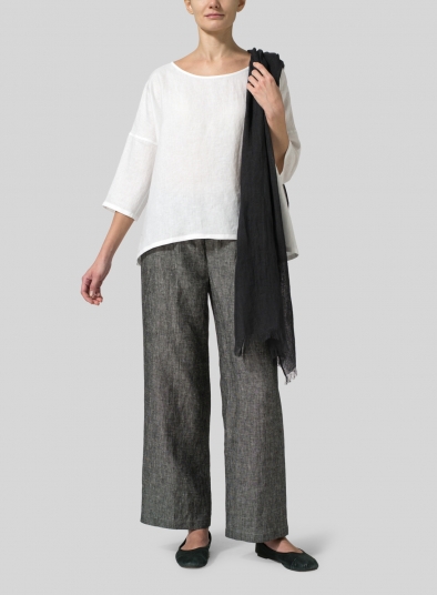 Linen Dark Charcoal Short Scarf