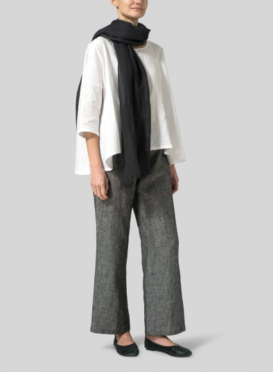 Linen Dark Charcoal Short Scarf