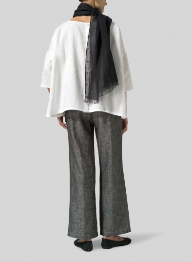 Linen Dark Charcoal Short Scarf