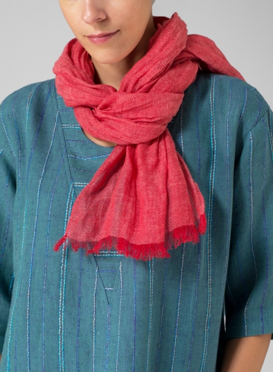 Linen Two Tone Red Short Scarf