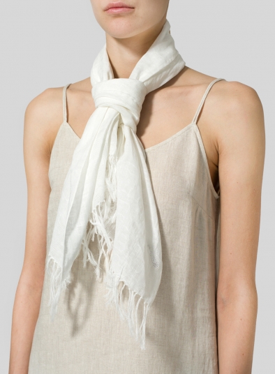 Jacquard Ivory White Scarf