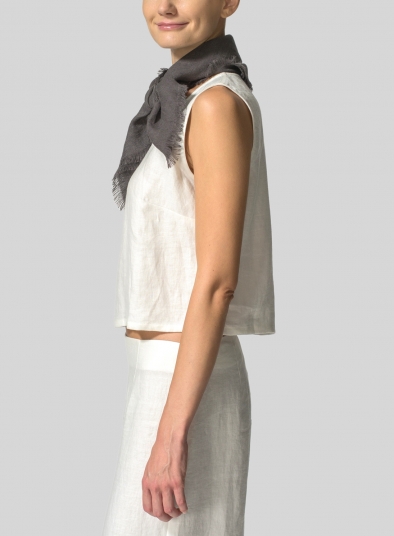 Linen Dark Charcoal Square Scarf