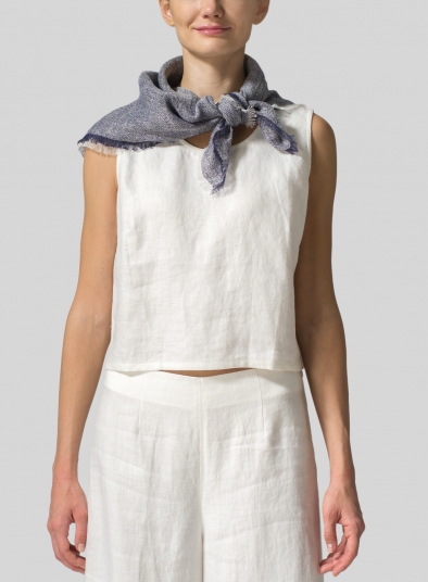 Linen Two Tone Blue Square Scarf